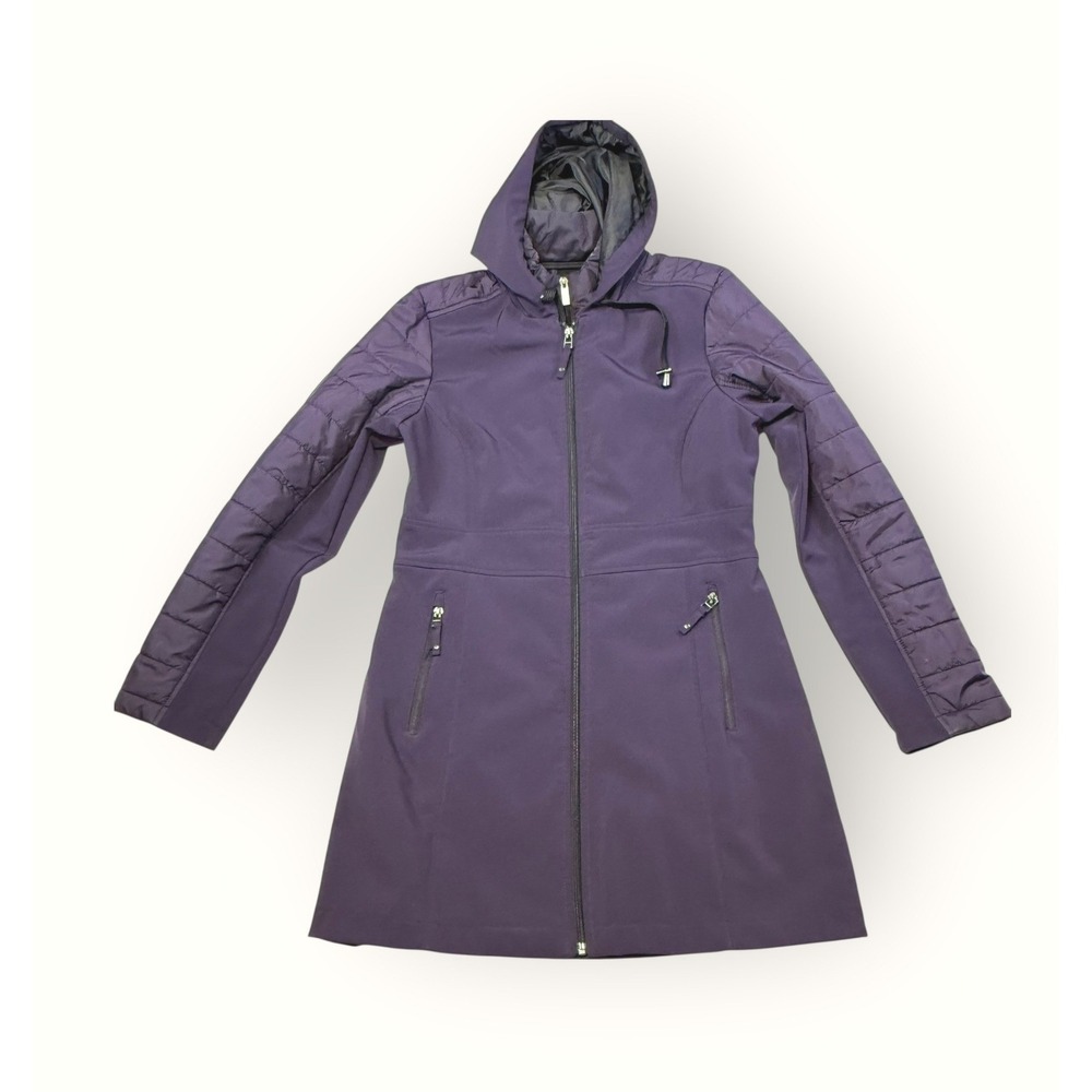 Below Zero by Rothschild Womens Hooded Quilted Sleeve Coat Purple Small‎